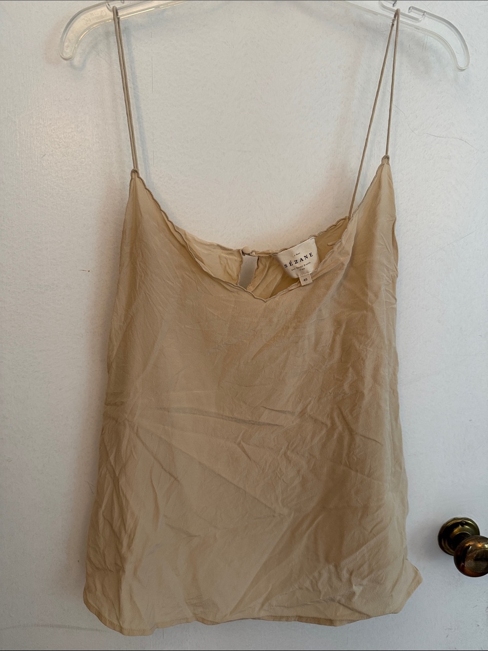 Sezane Beige Silk-Blend Cami